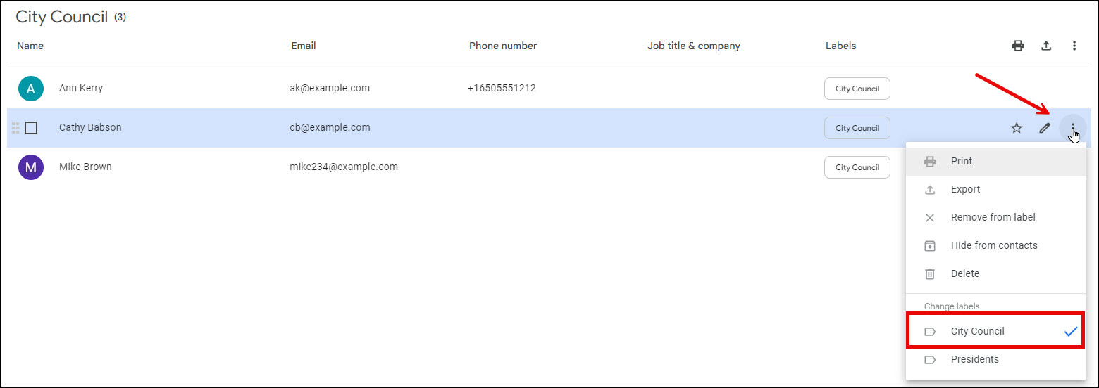 Removing Google Contact label.