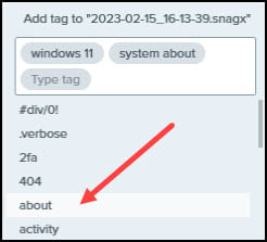 Orphan tag in list.