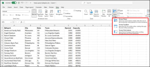 Excel Freeze Pane options.