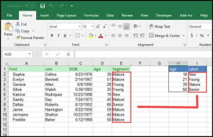 VLOOKUP example with lookup table