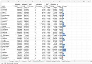 Excel spreadsheet with data bars