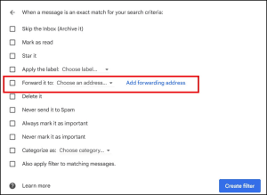 Gmail option to forward email.