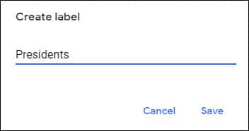 Adding a label for a new contact group.