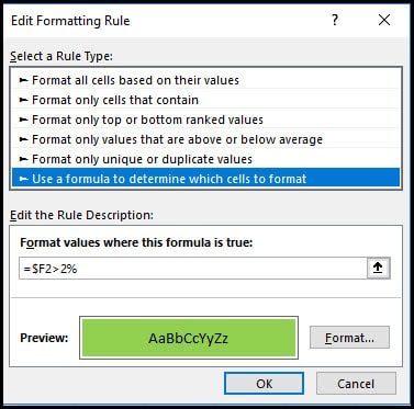 Creating true condition formula.