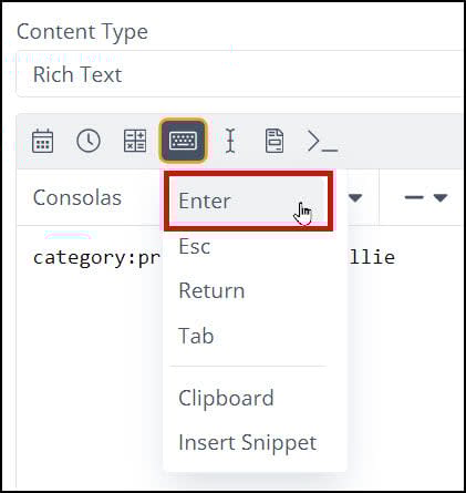 Selecting Enter as a keyboard macro.