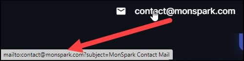 mailto-link Email address shows when hovering over link.