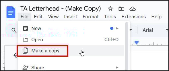 Make a copy menu command.