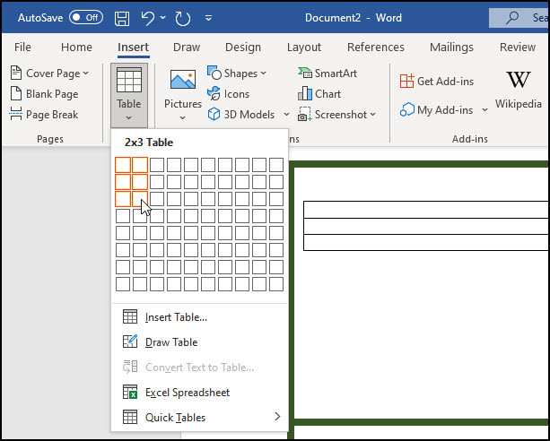 Inserting 2 columns by 3 rows table into certificate label.