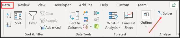 Excel Solver button on Data tab.