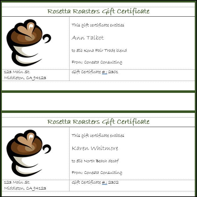 Gift certificates after merge.