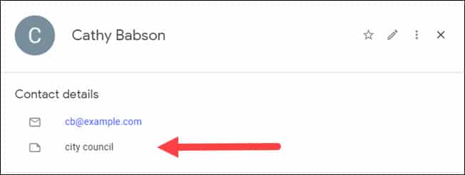 Contact record with notes and email address.