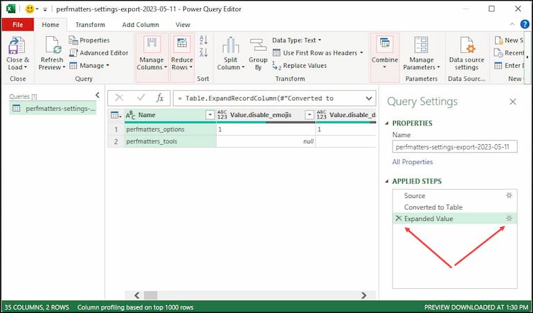 Controls on either side of applied step.