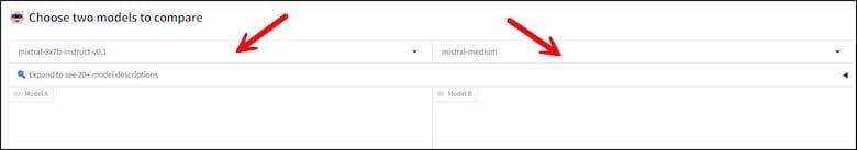 Click to select which LLM to test.