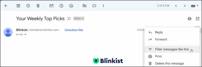 Filter messages like this option in Gmail.