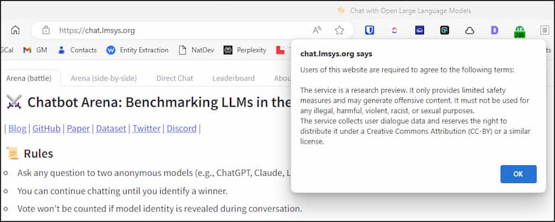 Research preview pop up that appears.