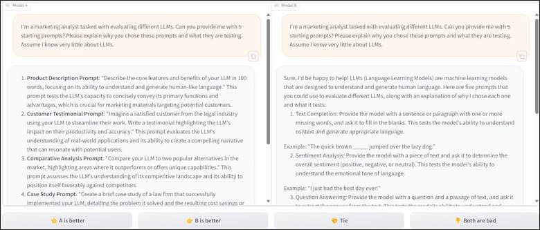 Chatbot Arena random model test.
