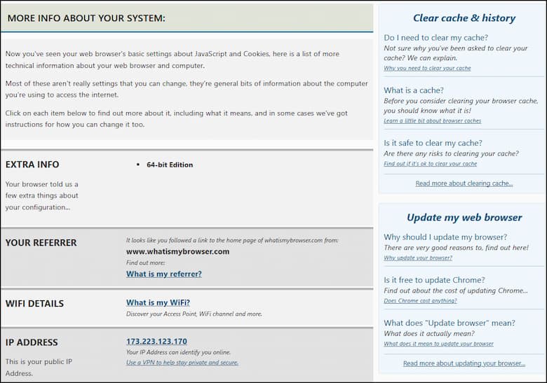 Browser details from WhatIsMyBrowser.com
