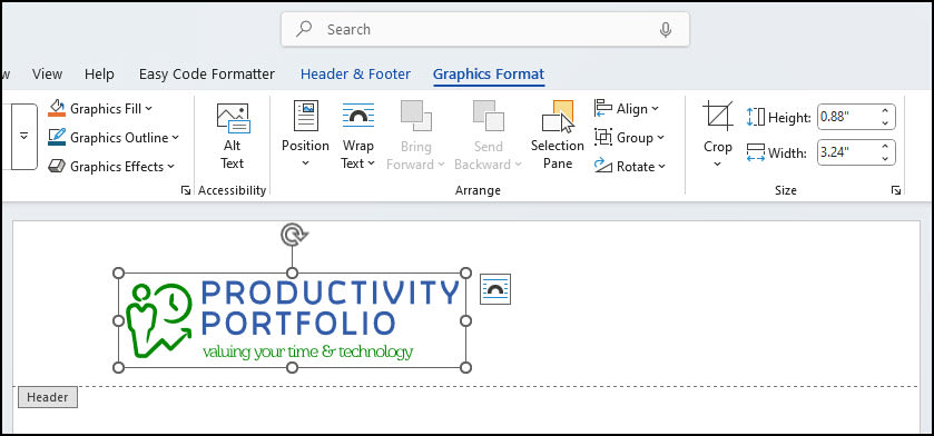 Inserted logo left-aligned.