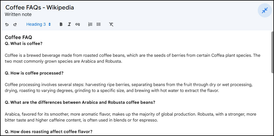 FAQs that have been reformatted.