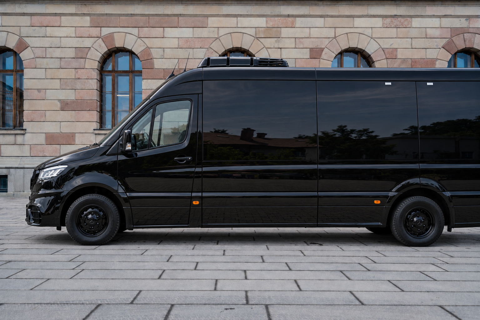Mercedes VVIP Sprinter exterior — first-class luxury van Stockholm