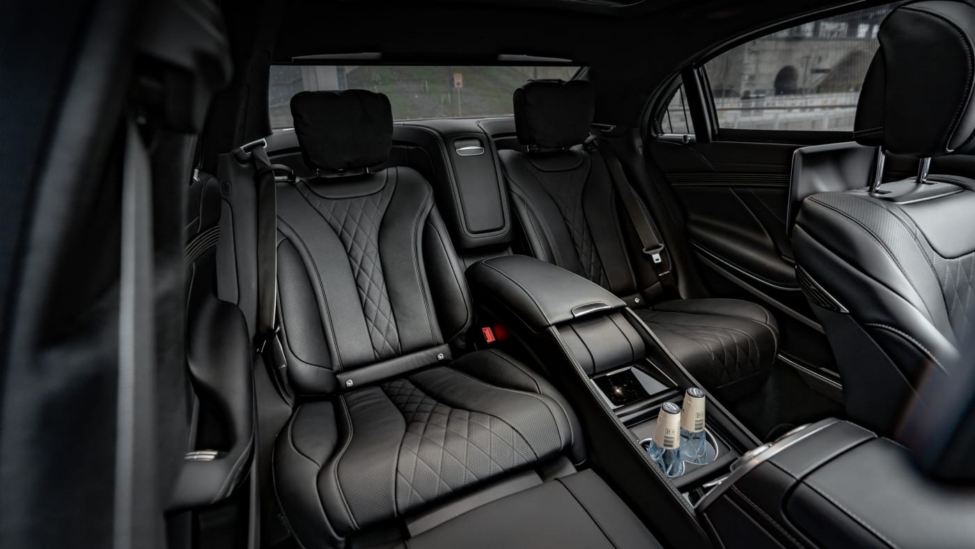 Luxury sedan interior — S-Class rental Stockholm