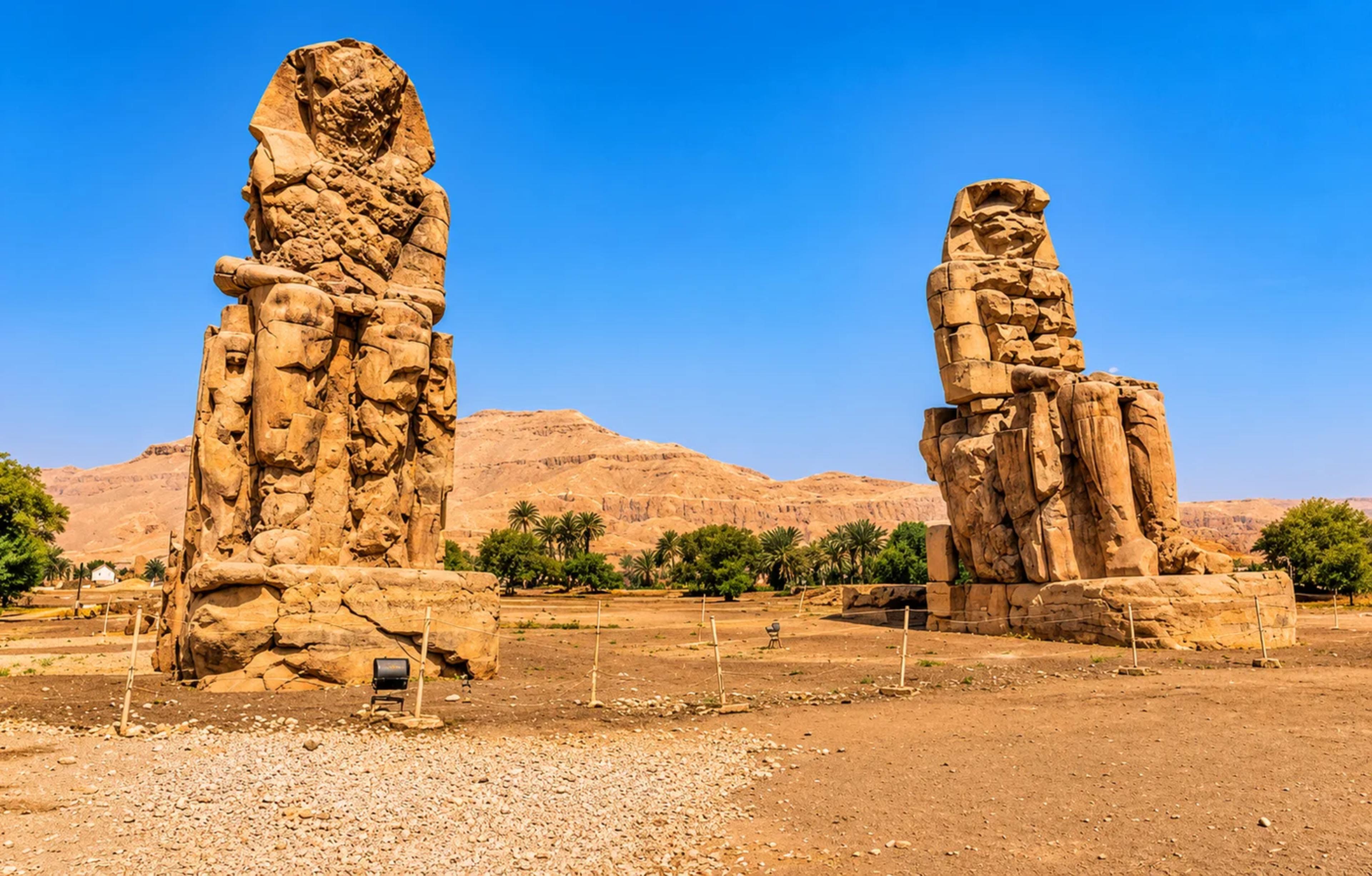 The Colossi of Memnon from excavation site.