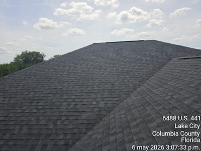 Completed residential roof replacement project at 6488 U.S. 441 Lake City Florida 32025 featuring architectural asphalt shingles.