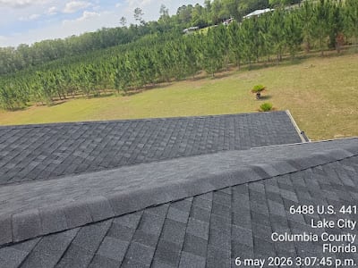 Finished asphalt shingle roof replacement in Lake City Florida 32025 designed for long-term storm protection.