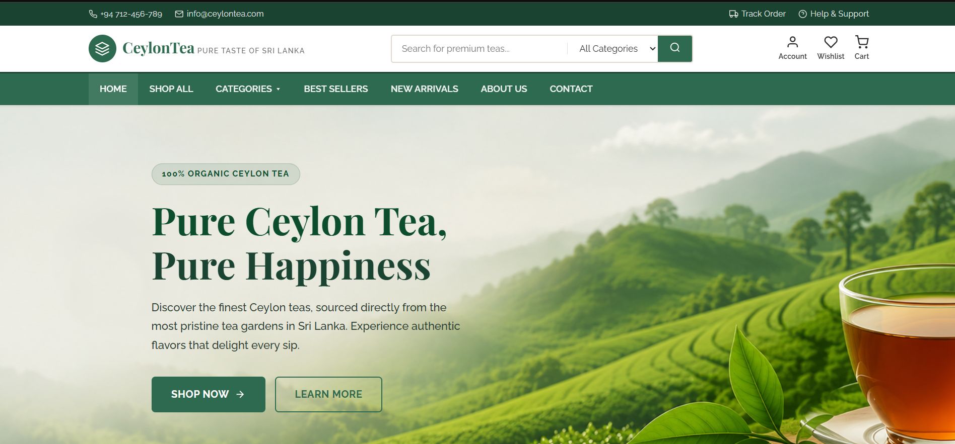 Ceylon Tea – Premium E-Commerce Platform(Full stack Website)