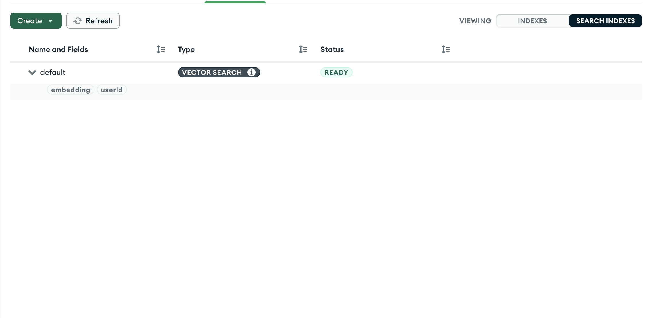 Create a new Vector search Index