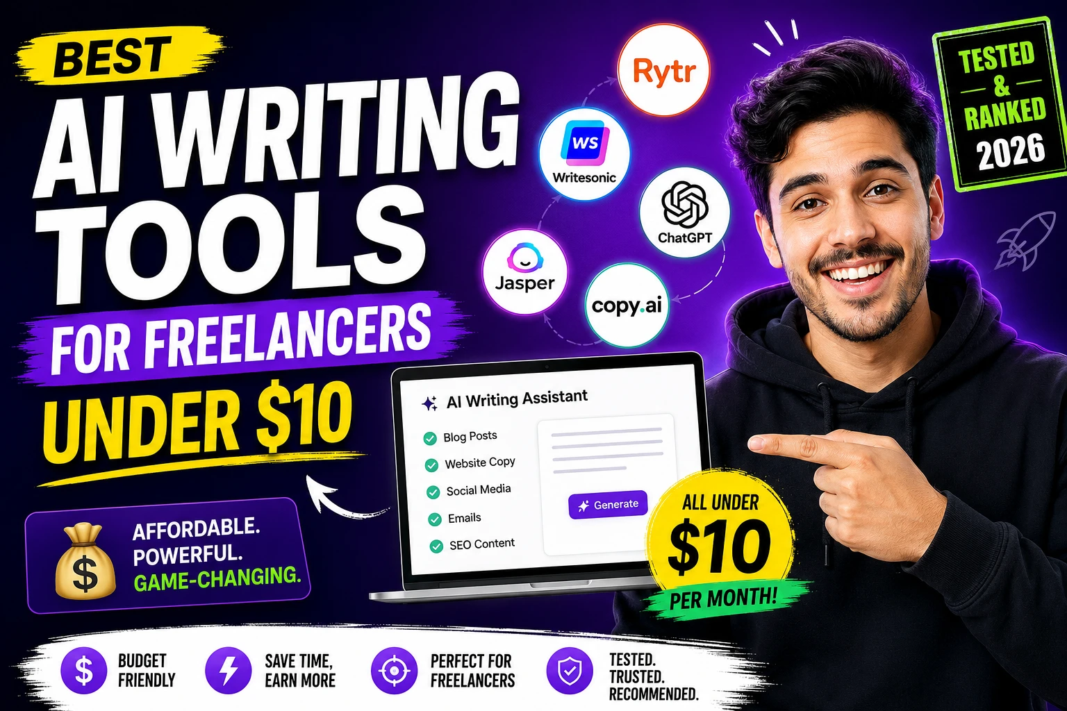 Best AI Writing Tools for Freelancers Under $10 (2026): Tested & Ranked