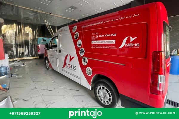 Middle East Hotel Supplies van branding Dubai, hospitality supplier delivery van vehicle wrap design by Printajo