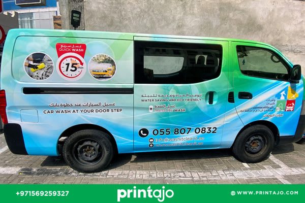 Here is the full SEO breakdown for both images. I have separated them so you can easily copy and paste the details for each specific file upload. Image 1: Mobile Car Wash Van (Blue/Green) This design focuses on speed, convenience, and eco-friendliness, so the SEO is optimized for "Mobile Car Wash" and "Eco-friendly" search terms. 1. Image File Name mobile-car-wash-van-branding-dubai-wash-it-clean-it-eco-friendly.jpg 2. Alt Text "Full vehicle wrap for Wash It Clean It mobile car wash in Dubai, featuring blue and green eco-friendly gradients, 15-minute quick wash icon, and pressure washing services, designed by Printajo.