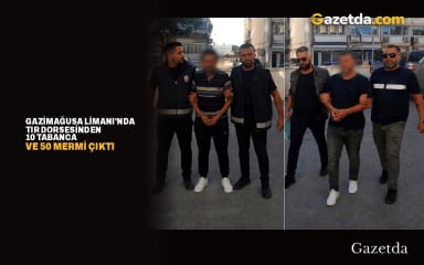 Gazimağusa Limanı'nda tır dorsesinden 10 tabanca ve 50 mermi çıktı