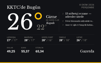 KKTC'de bugün: 8 Ekim Perşembe