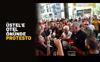 Üstel'e otel önünde protesto
