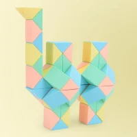 Bloques de cubo de serpiente mágica Juguetes para niños y adultos, rompecabezas 3D Montessori, juguete y tallo para mayores de 3 años, alivio del estrés