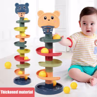 Juguetes Montessori para bebés, bola rodante, torre de pila, entrenamiento de habilidades para los dedos, juegos educativos, pista de apilamiento giratoria, desarrollo de bebés