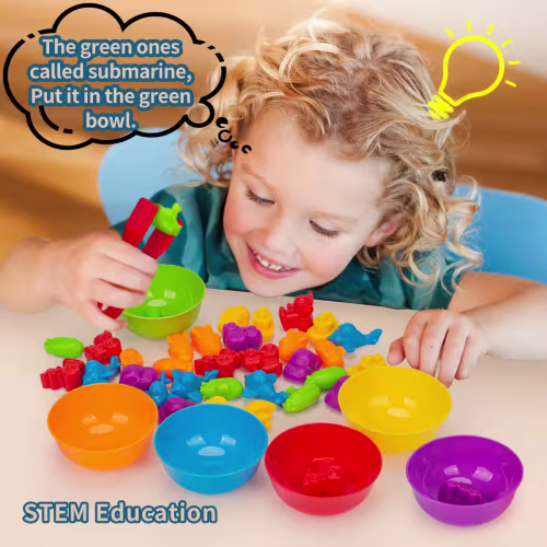 Juguetes de clasificación de animales de conteo para niños pequeños, actividades de aprendizaje preescolar para matemáticas, cognición de Color, regalo de tallo de bebé Montessori