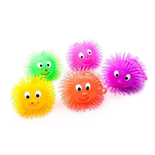 Bola de erizo brillante, bolas de pelo brillantes elásticas, juguete de goma que rebota, juguetes de Flash, suministros de fiesta para niños