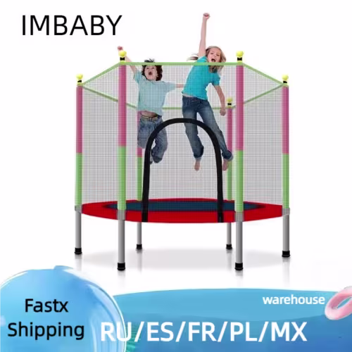 Trampolín de ejercicio de alta calidad para niños, con red protectora, equipado para deportes de interior, entretenimiento, soporta 100 KG