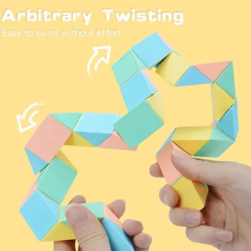 Bloques de cubo de serpiente mágica Juguetes para niños y adultos, rompecabezas 3D Montessori, juguete y tallo para mayores de 3 años, alivio del estrés