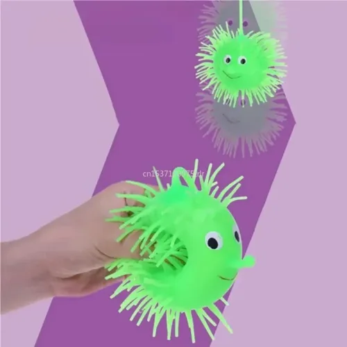 Bola de erizo brillante, bolas de pelo brillantes elásticas, juguete de goma que rebota, juguetes de Flash, suministros de fiesta para niños