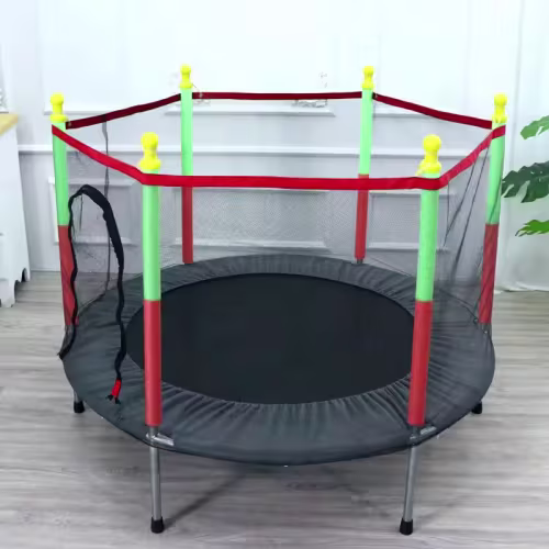 Trampolín de ejercicio de alta calidad para niños, con red protectora, equipado para deportes de interior, entretenimiento, soporta 100 KG
