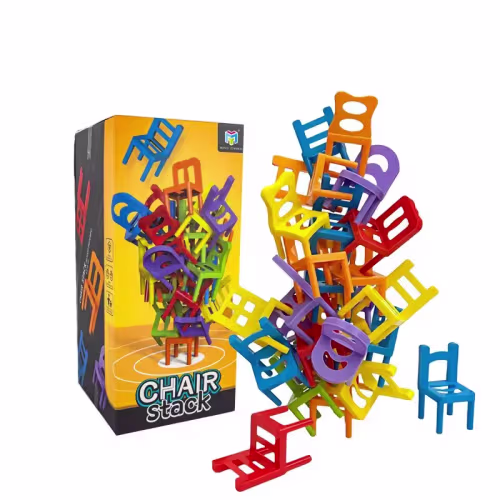 Juego de 18 Sillas Apilables para Niños - Juguete Educativo de Equilibrio y Habilidad Familiar