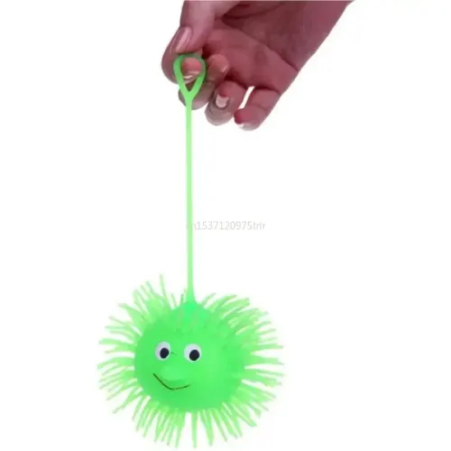 Bola de erizo brillante, bolas de pelo brillantes elásticas, juguete de goma que rebota, juguetes de Flash, suministros de fiesta para niños