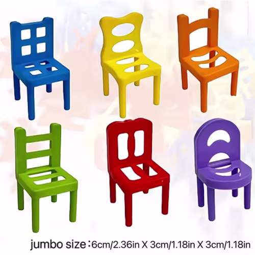Juego de 18 Sillas Apilables para Niños - Juguete Educativo de Equilibrio y Habilidad Familiar
