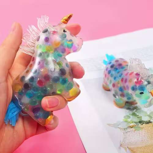Pelotas antiestrés de unicornio, juguete para curar el estado de ánimo, juguete para apretar, alivio del estrés y la ansiedad, pelota antiestrés de unicornio, juguete de agua de Gel colorido