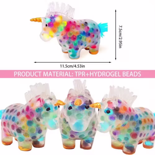 Pelotas antiestrés de unicornio, juguete para curar el estado de ánimo, juguete para apretar, alivio del estrés y la ansiedad, pelota antiestrés de unicornio, juguete de agua de Gel colorido