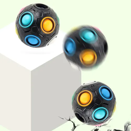 Pelota mágica negra de arcoíris para niños